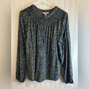 Croft & Barrow Blue and Yellow Floral Top